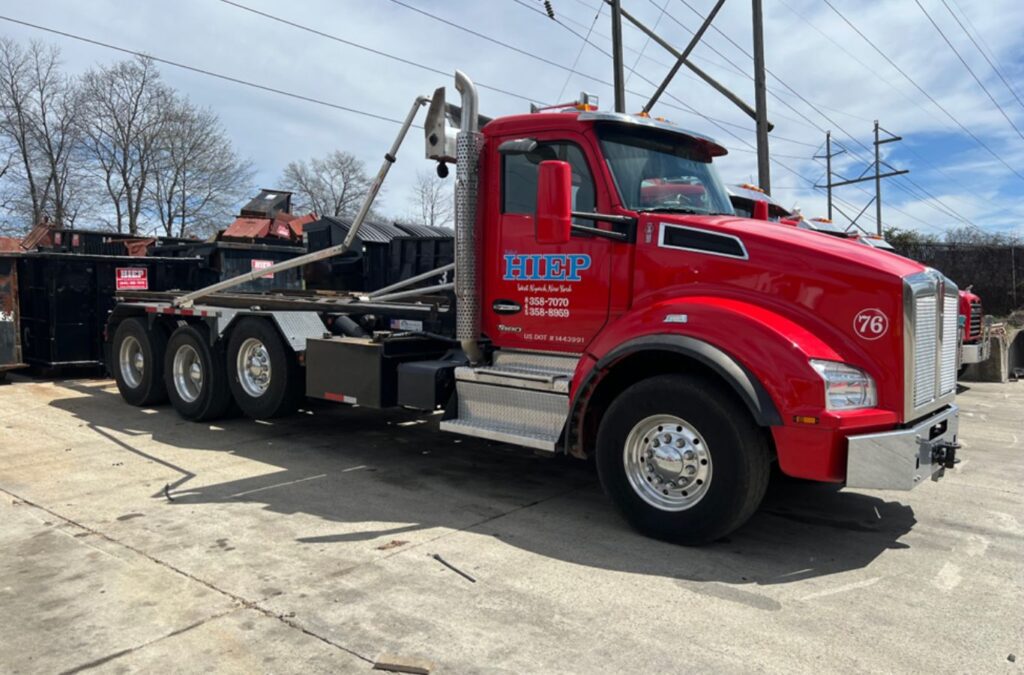 Hiep Sanitation team providing residential dumpster rental services in Pearl River, NY, with a focus on quick delivery and eco-friendly waste management.
